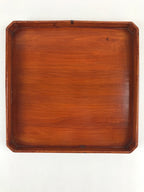Japanese Lacquered Wooden Serving Tray Vtg Square Obon Brown Black UR971