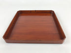 Japanese Lacquered Wooden Serving Tray Vtg Square Obon Brown Black UR971