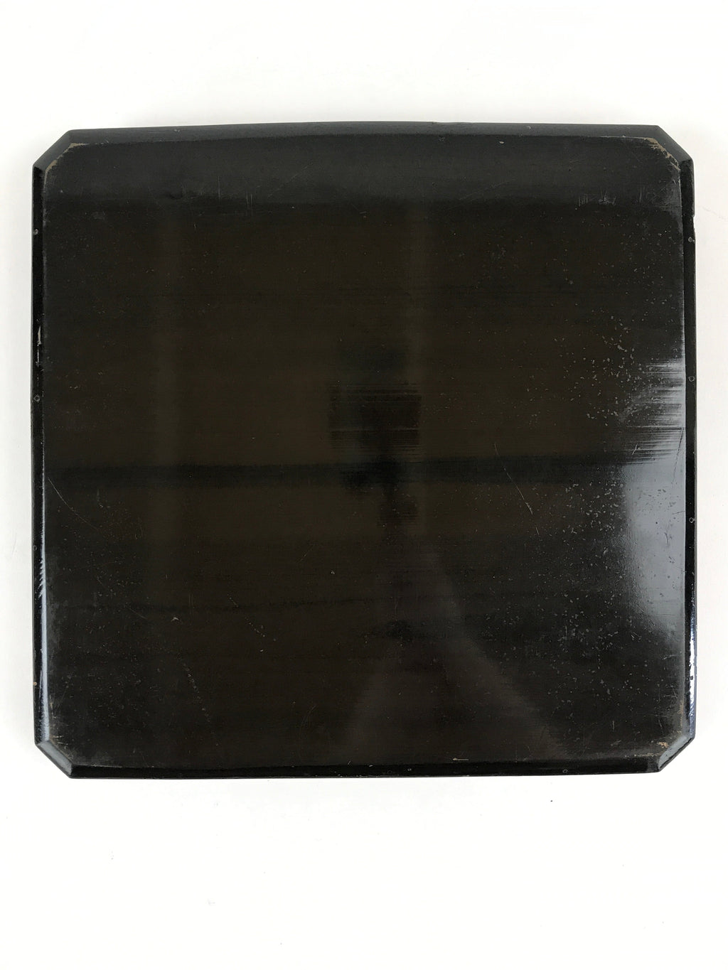Japanese Lacquered Wooden Serving Tray Vtg Square Obon Brown Black UR971