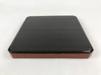 Japanese Lacquered Wooden Serving Tray Vtg Square Obon Brown Black UR971