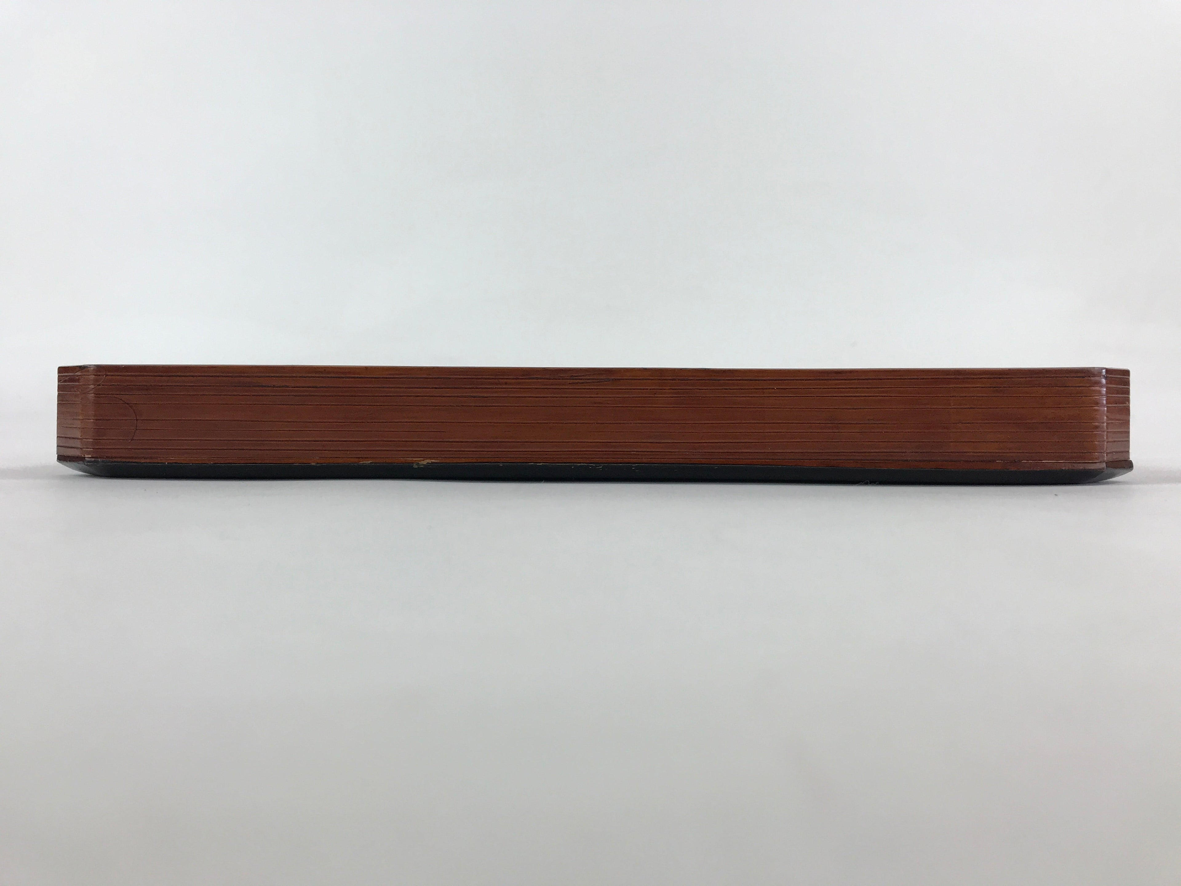 Japanese Lacquered Wooden Serving Tray Vtg Square Obon Brown Black UR971