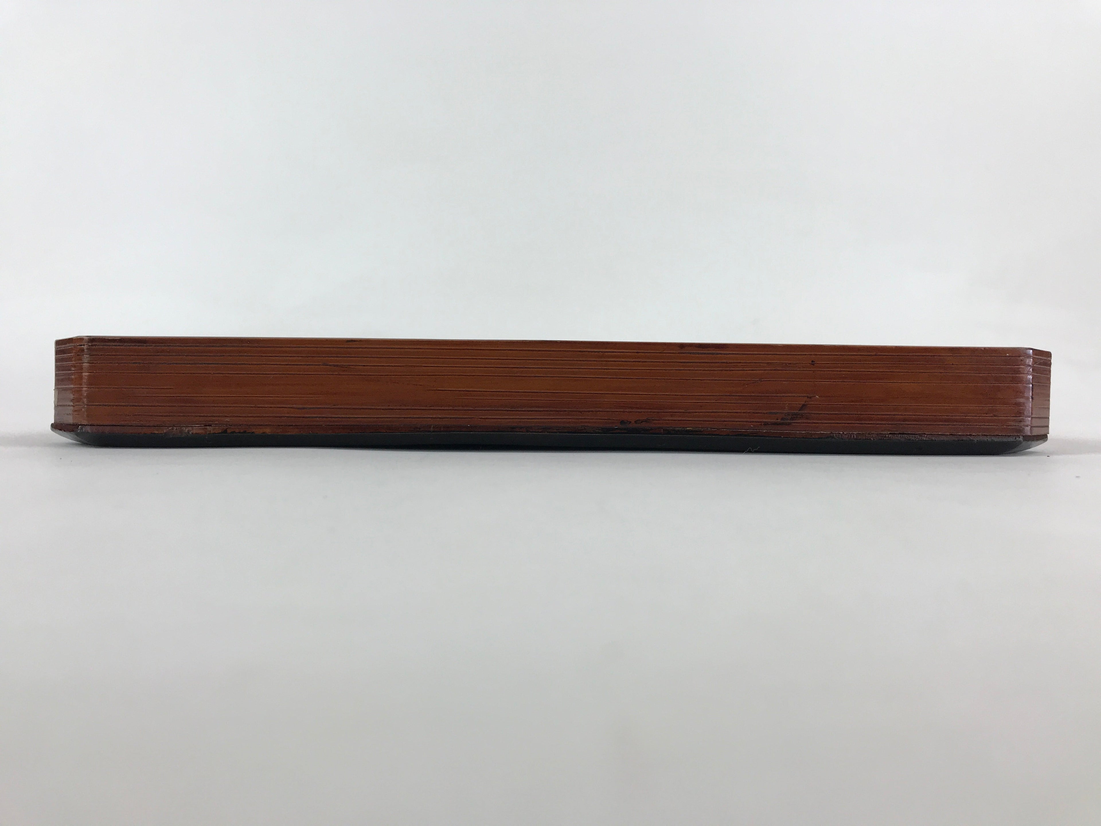 Japanese Lacquered Wooden Serving Tray Vtg Square Obon Brown Black UR971