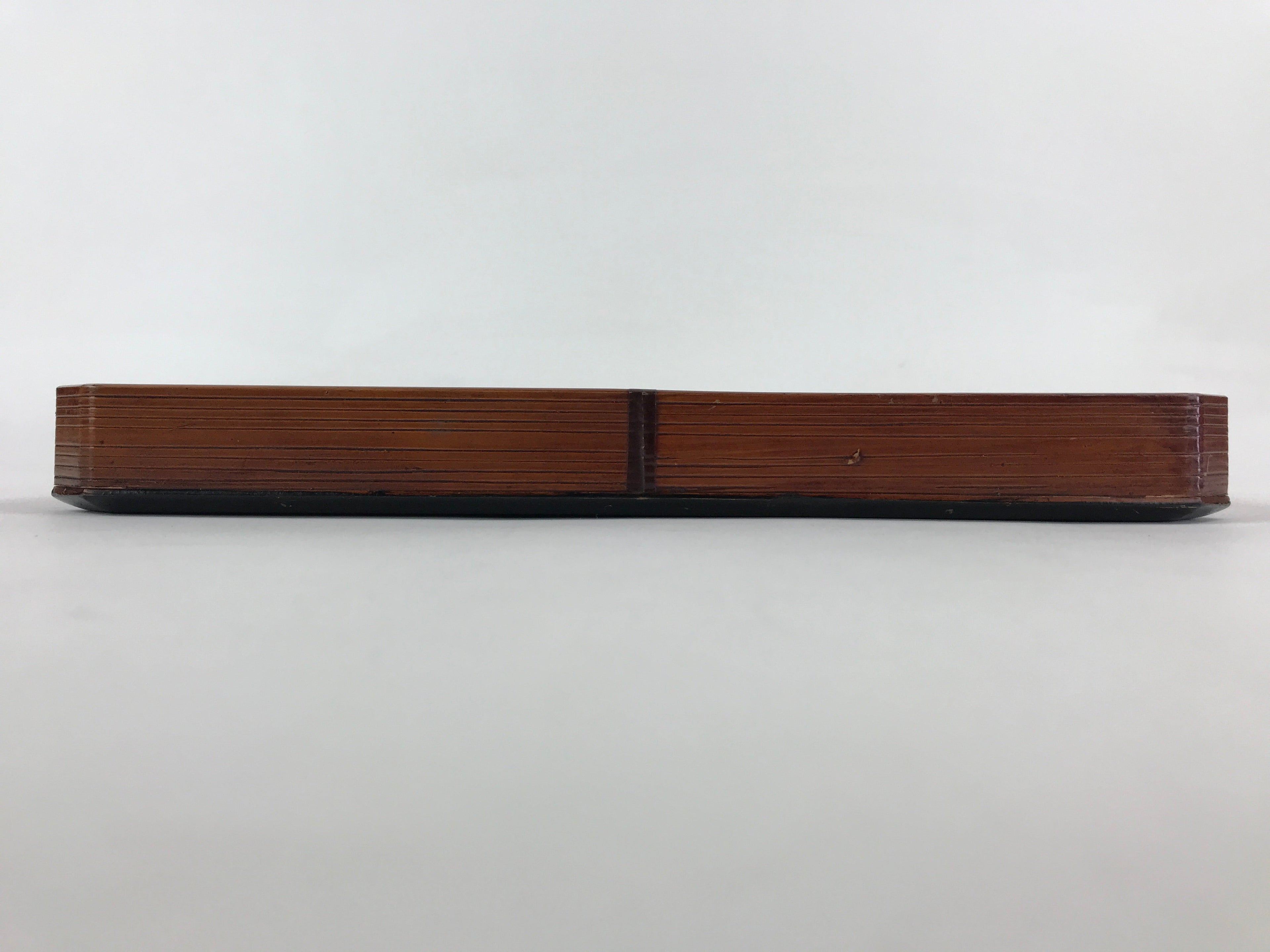 Japanese Lacquered Wooden Serving Tray Vtg Square Obon Brown Black UR971