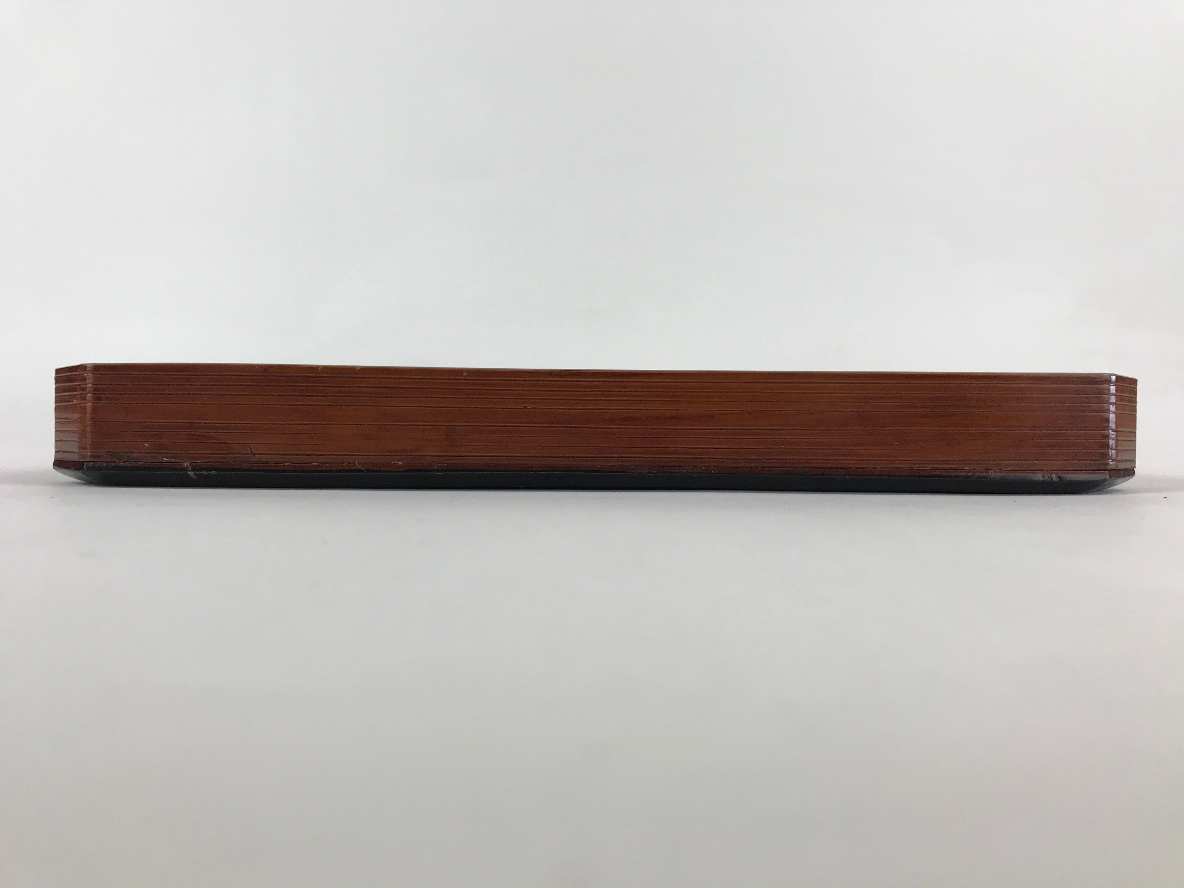 Japanese Lacquered Wooden Serving Tray Vtg Square Obon Brown Black UR971