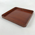 Japanese Lacquered Wooden Serving Tray Vtg Square Obon Brown Black UR971