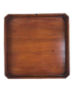 Japanese Lacquered Wooden Serving Tray Vtg Square Obon Brown Black UR972