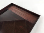 Japanese Lacquered Wooden Serving Tray Vtg Square Obon Dark Brown UR964