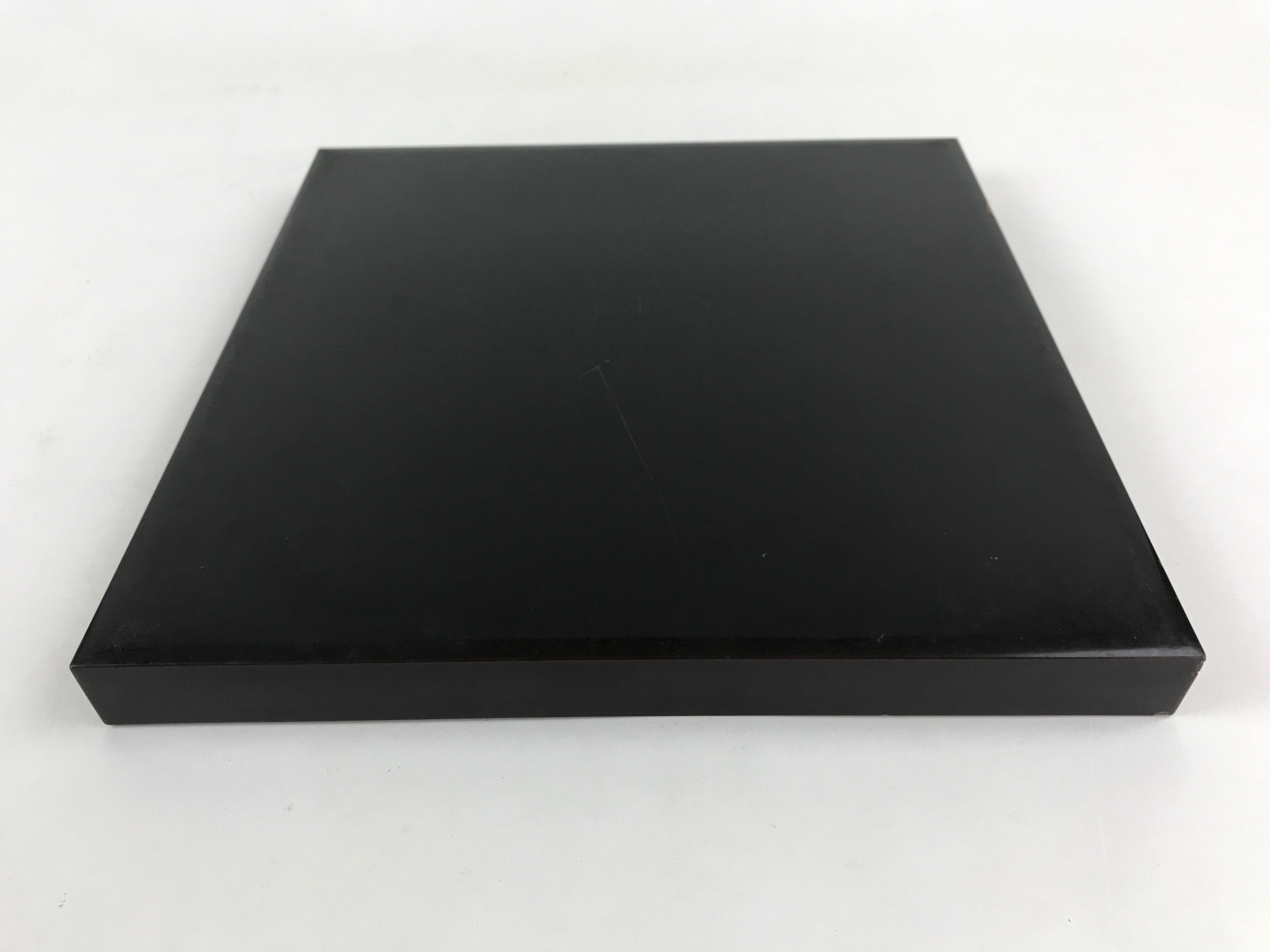 Japanese Lacquered Wooden Serving Tray Vtg Square Obon Dark Brown UR964