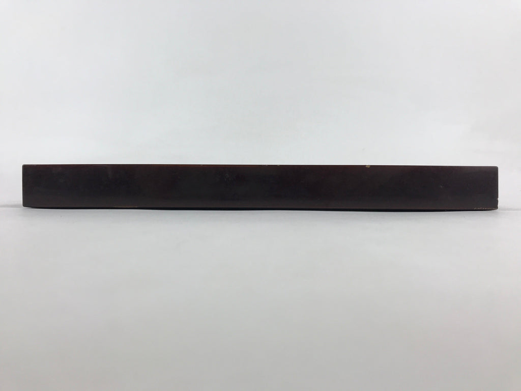 Japanese Lacquered Wooden Serving Tray Vtg Square Obon Dark Brown UR964