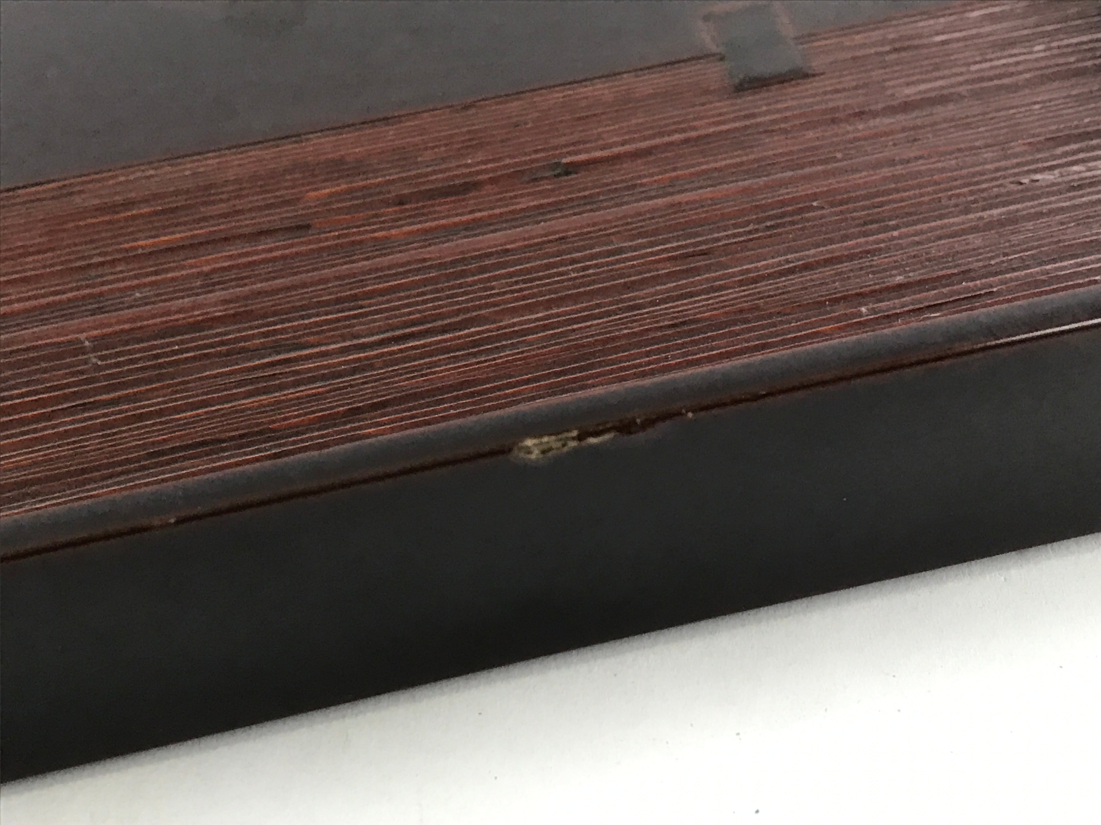 Japanese Lacquered Wooden Serving Tray Vtg Square Obon Dark Brown UR965