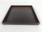 Japanese Lacquered Wooden Serving Tray Vtg Square Obon Dark Brown UR965
