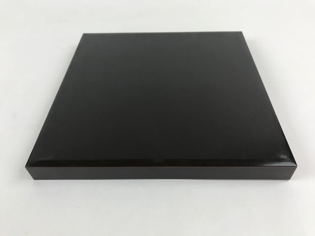 Japanese Lacquered Wooden Serving Tray Vtg Square Obon Dark Brown UR965