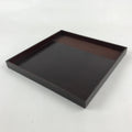Japanese Lacquered Wooden Serving Tray Vtg Square Obon Dark Brown UR965