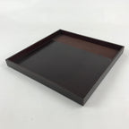 Japanese Lacquered Wooden Serving Tray Vtg Square Obon Dark Brown UR965