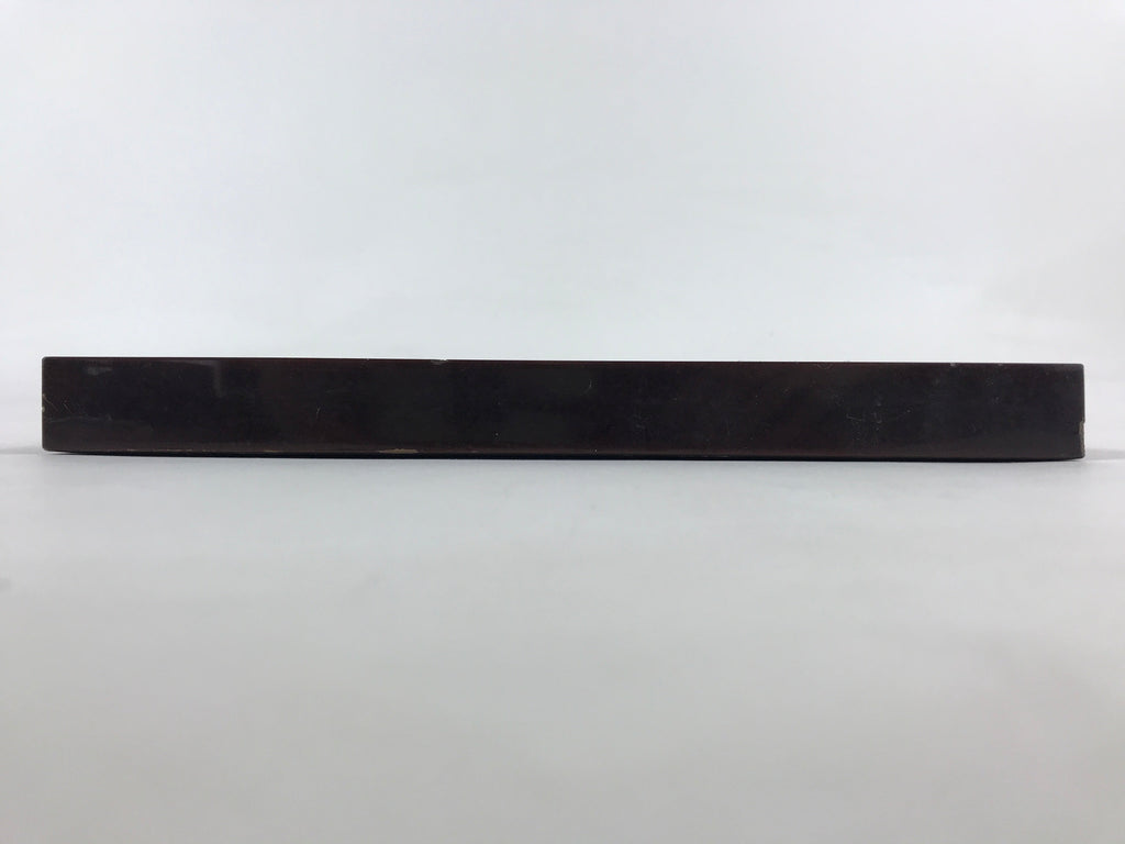 Japanese Lacquered Wooden Serving Tray Vtg Square Obon Dark Brown UR966