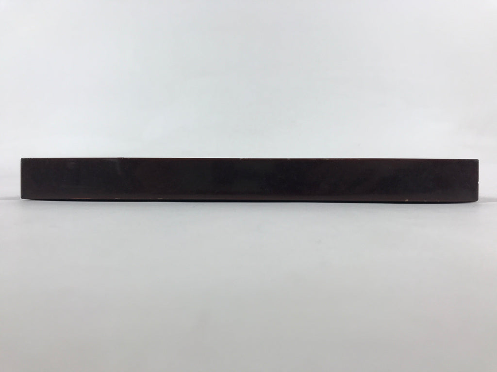 Japanese Lacquered Wooden Serving Tray Vtg Square Obon Dark Brown UR966