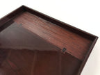 Japanese Lacquered Wooden Serving Tray Vtg Square Obon Dark Brown UR967