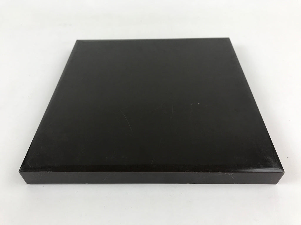 Japanese Lacquered Wooden Serving Tray Vtg Square Obon Dark Brown UR967