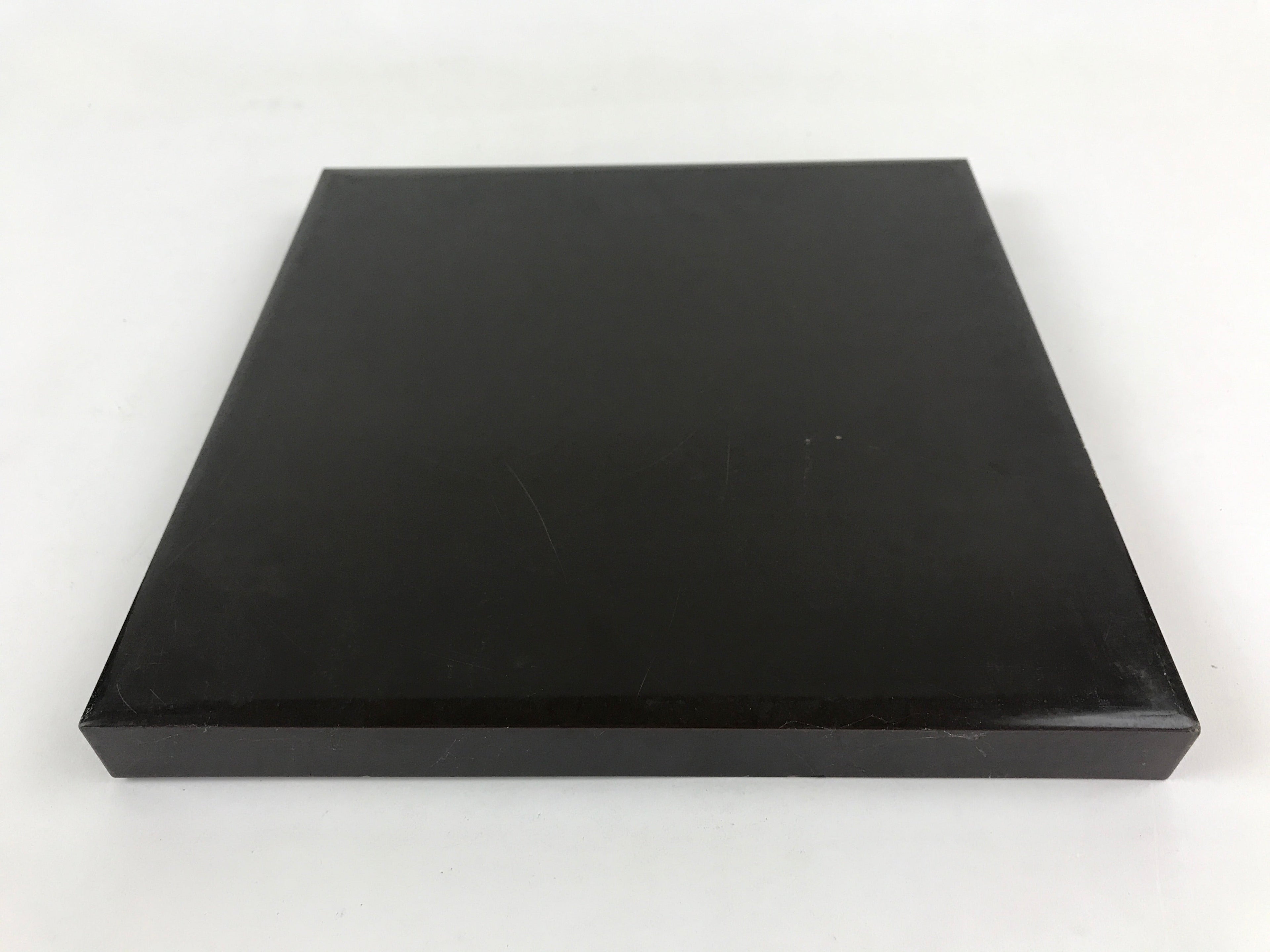 Japanese Lacquered Wooden Serving Tray Vtg Square Obon Dark Brown UR967