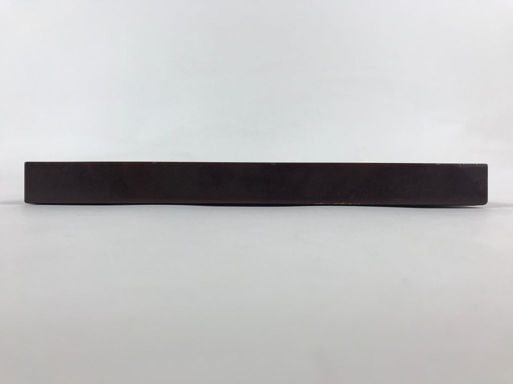 Japanese Lacquered Wooden Serving Tray Vtg Square Obon Dark Brown UR967