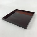 Japanese Lacquered Wooden Serving Tray Vtg Square Obon Dark Brown UR967