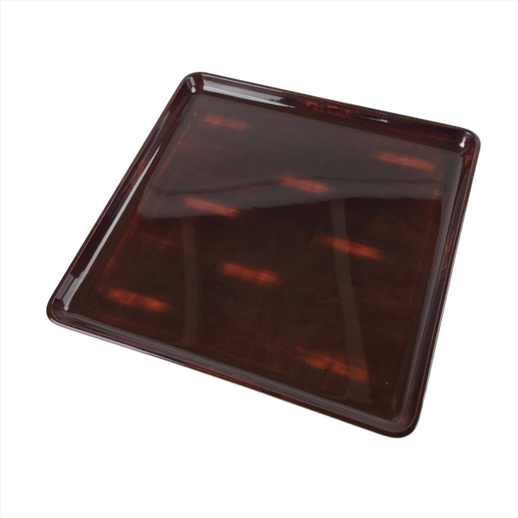 Japanese Lacquered Wooden Serving Tray Vtg Wajima Obon Square Brown Black L158