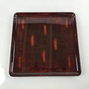 Japanese Lacquered Wooden Serving Tray Vtg Wajima Obon Square Brown Black L160