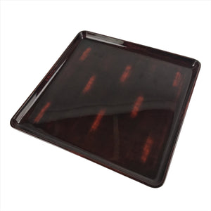 Japanese Lacquered Wooden Serving Tray Vtg Wajima Obon Square Brown Black L163