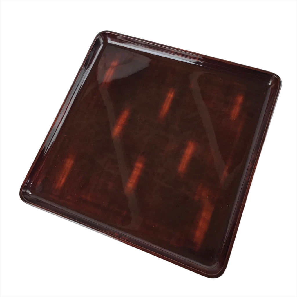 Japanese Lacquered Wooden Serving Tray Vtg Wajima Obon Square Brown Black L164