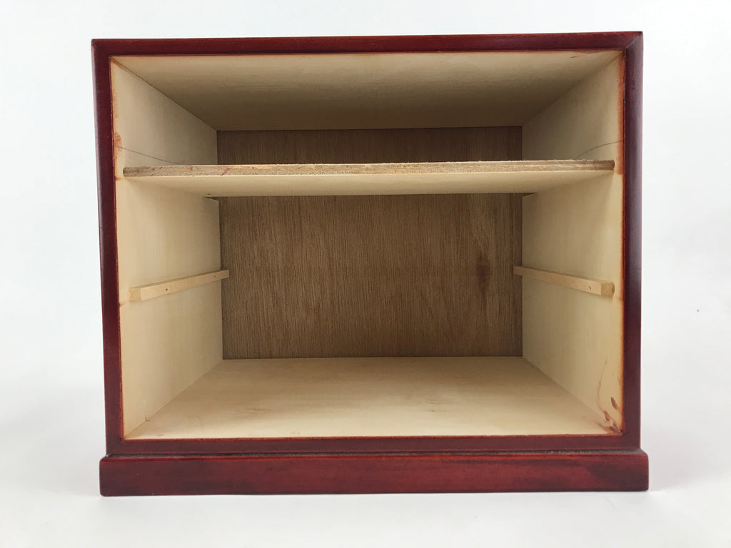 Japanese Lacquered Wooden Sewing Box Vtg Haribako Tansu Maki-e Flowers T340