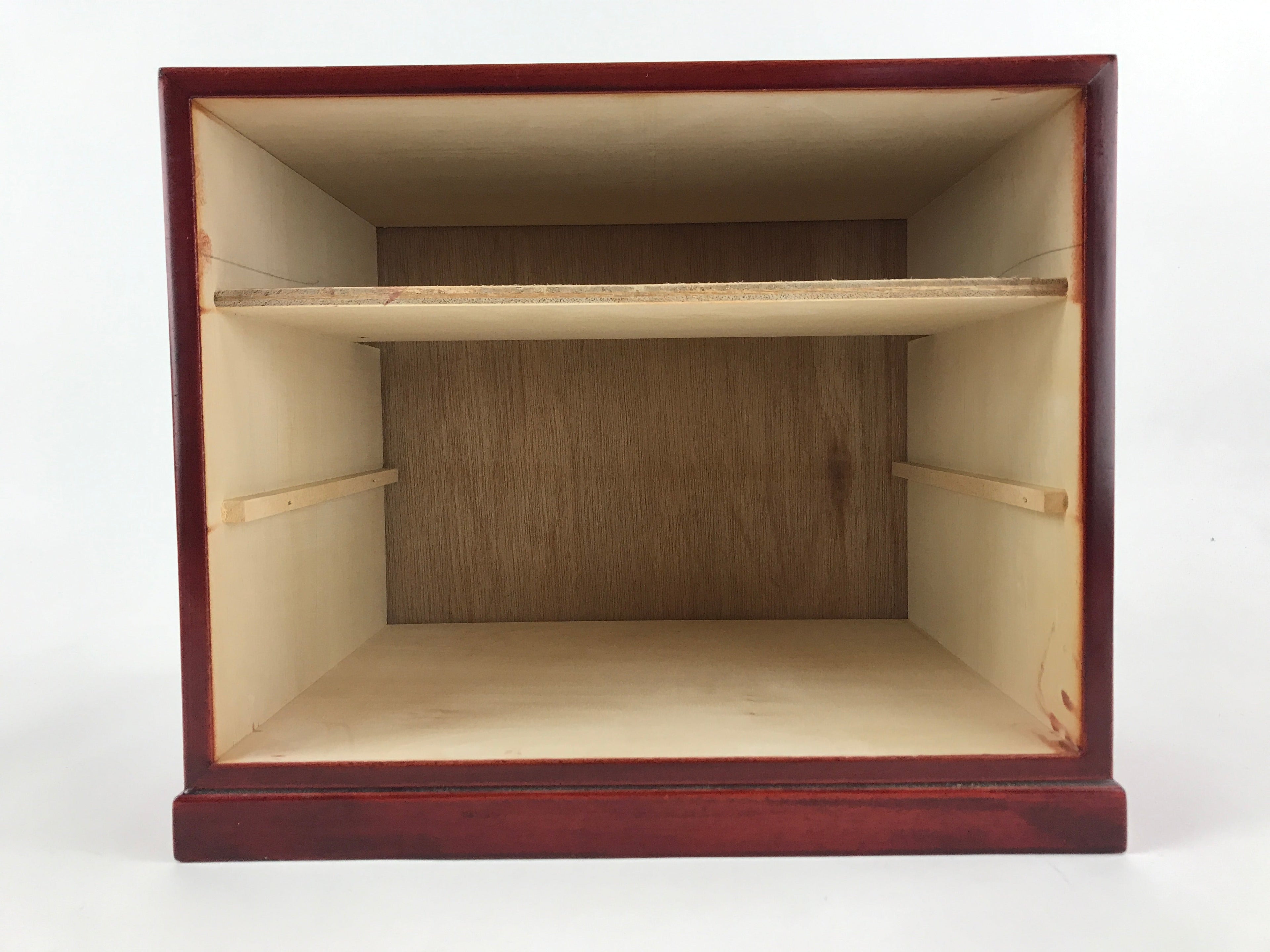 Japanese Lacquered Wooden Sewing Box Vtg Haribako Tansu Maki-e Flowers T340