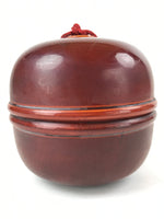 Japanese Lacquered Wooden Shinto Prayer Bell Suzu Vtg Red Tassels Brown BA243