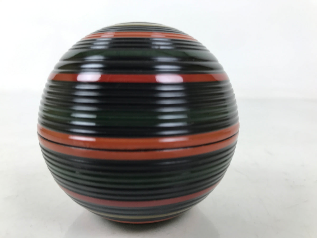 Japanese Lacquered Wooden Small Container Vtg Komanuri Gold Foil Black L524