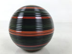 Japanese Lacquered Wooden Small Container Vtg Komanuri Gold Foil Black L524