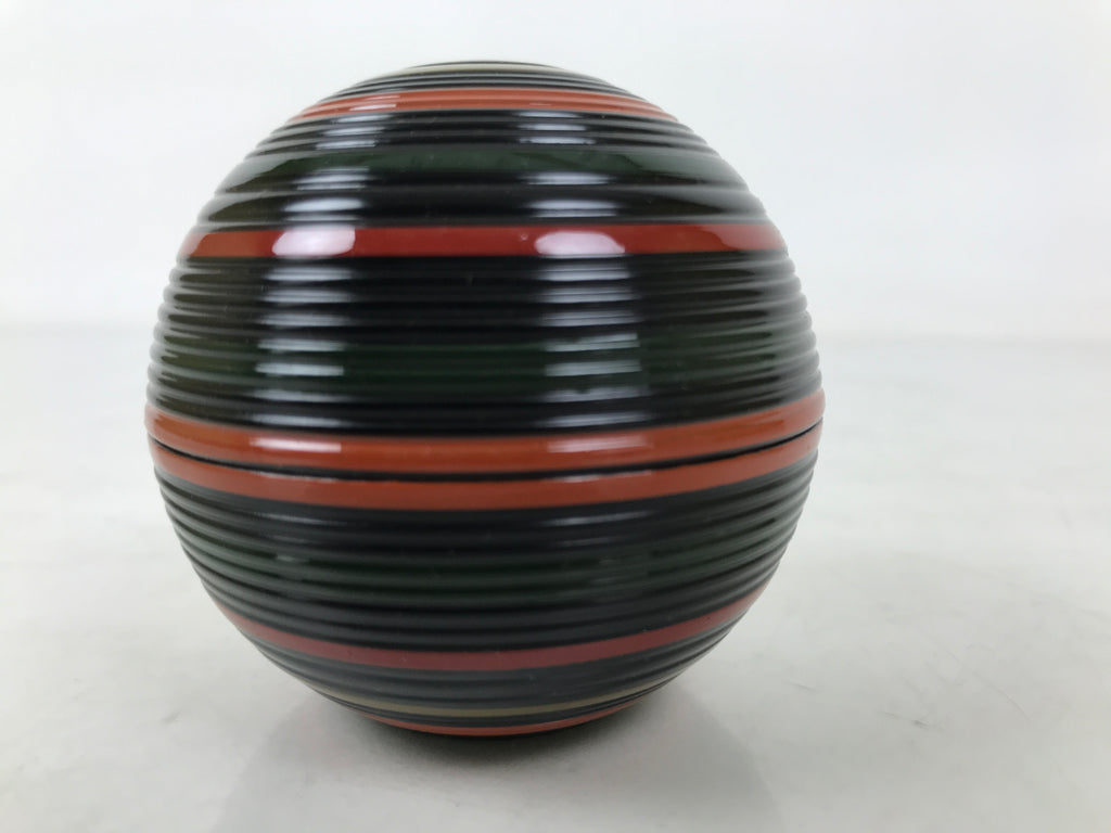 Japanese Lacquered Wooden Small Container Vtg Komanuri Gold Foil Black L524