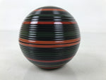 Japanese Lacquered Wooden Small Container Vtg Komanuri Gold Foil Black L524