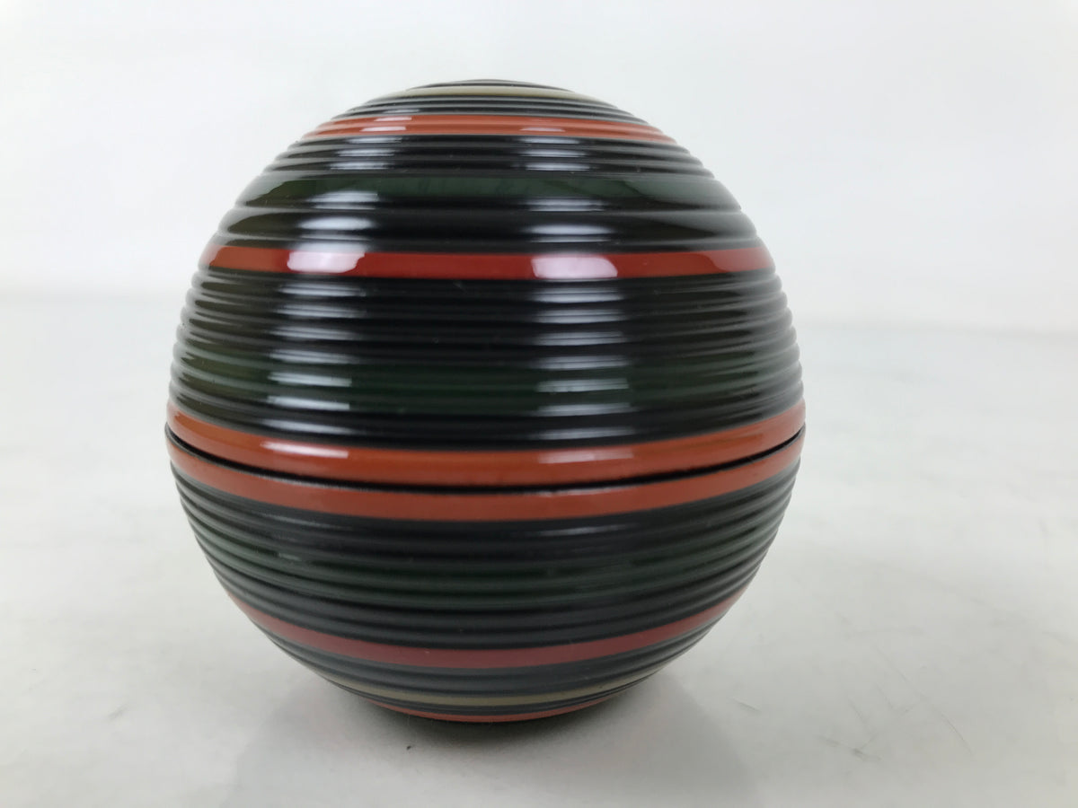 Japanese Lacquered Wooden Small Container Vtg Komanuri Gold Foil Black L524