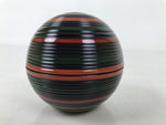 Japanese Lacquered Wooden Small Container Vtg Komanuri Gold Foil Black L524