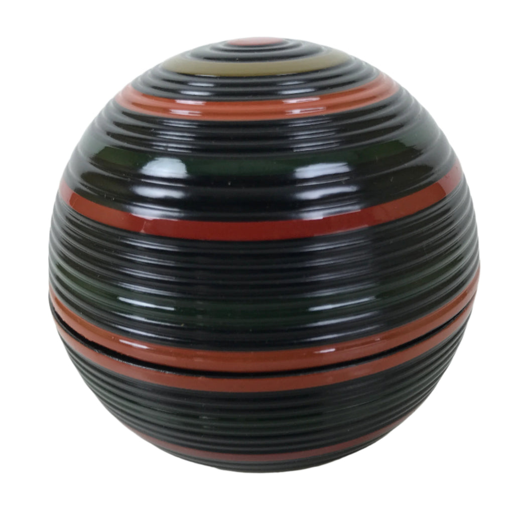 Japanese Lacquered Wooden Small Container Vtg Komanuri Gold Foil Black L524