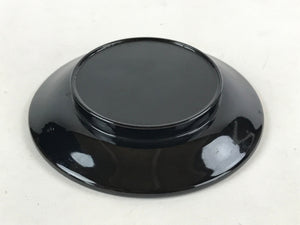 Japanese Lacquered Wooden Small Plate Kozara Vtg Chataku Saucer Round Black L55