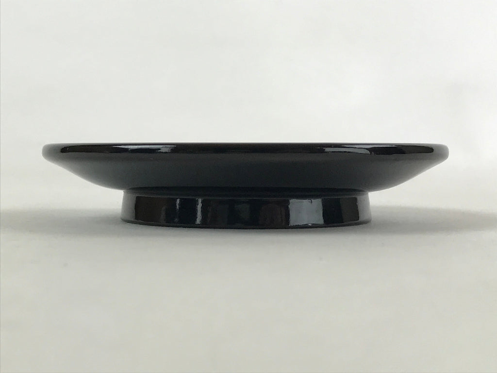 Japanese Lacquered Wooden Small Plate Kozara Vtg Chataku Saucer Round Black L55