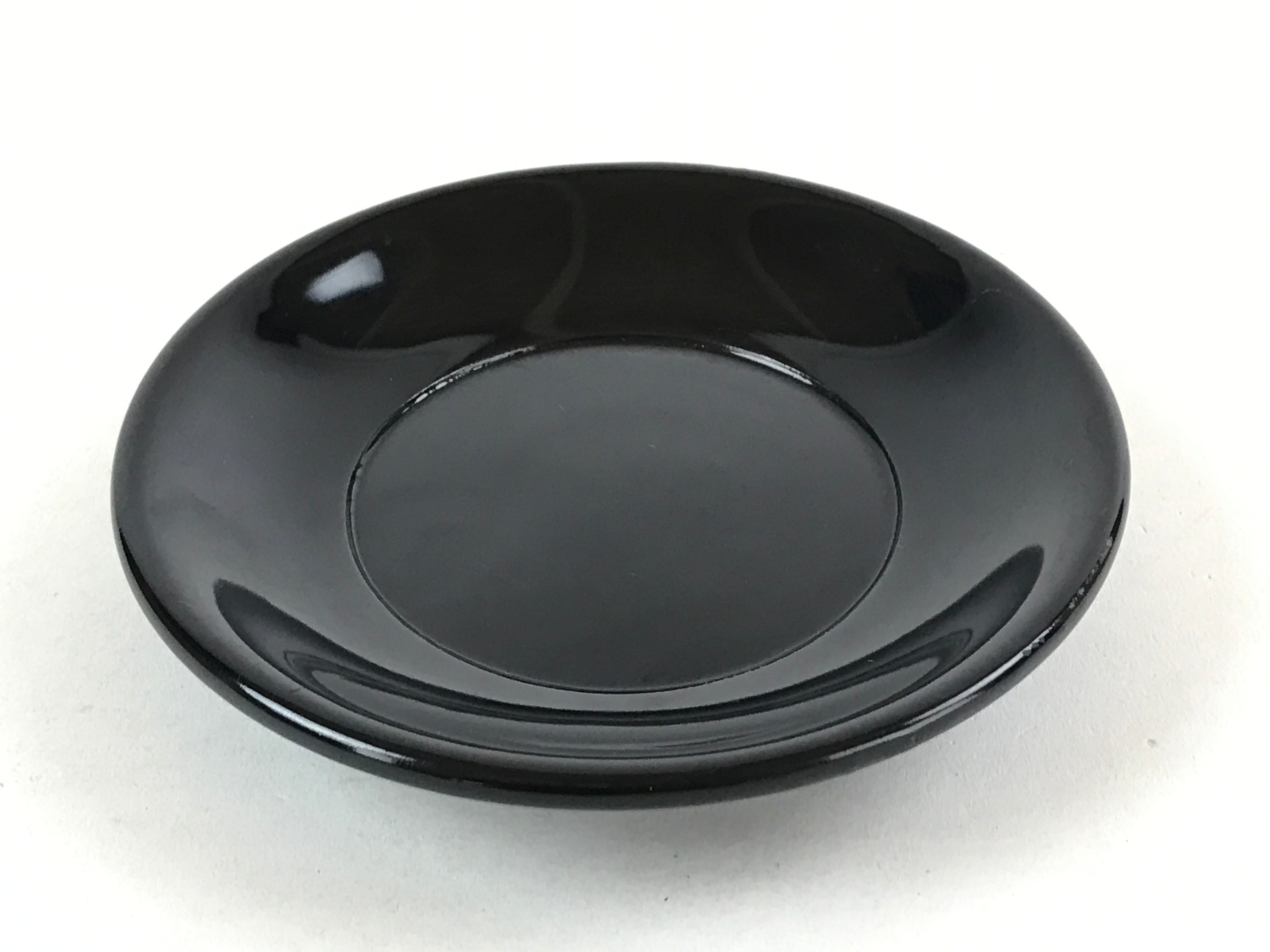 Japanese Lacquered Wooden Small Plate Kozara Vtg Chataku Saucer Round Black L56