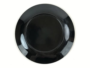 Japanese Lacquered Wooden Small Plate Kozara Vtg Chataku Saucer Round Black L58