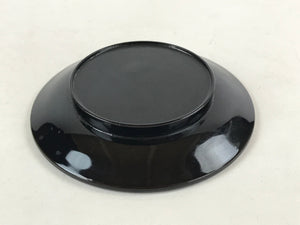 Japanese Lacquered Wooden Small Plate Kozara Vtg Chataku Saucer Round Black L58