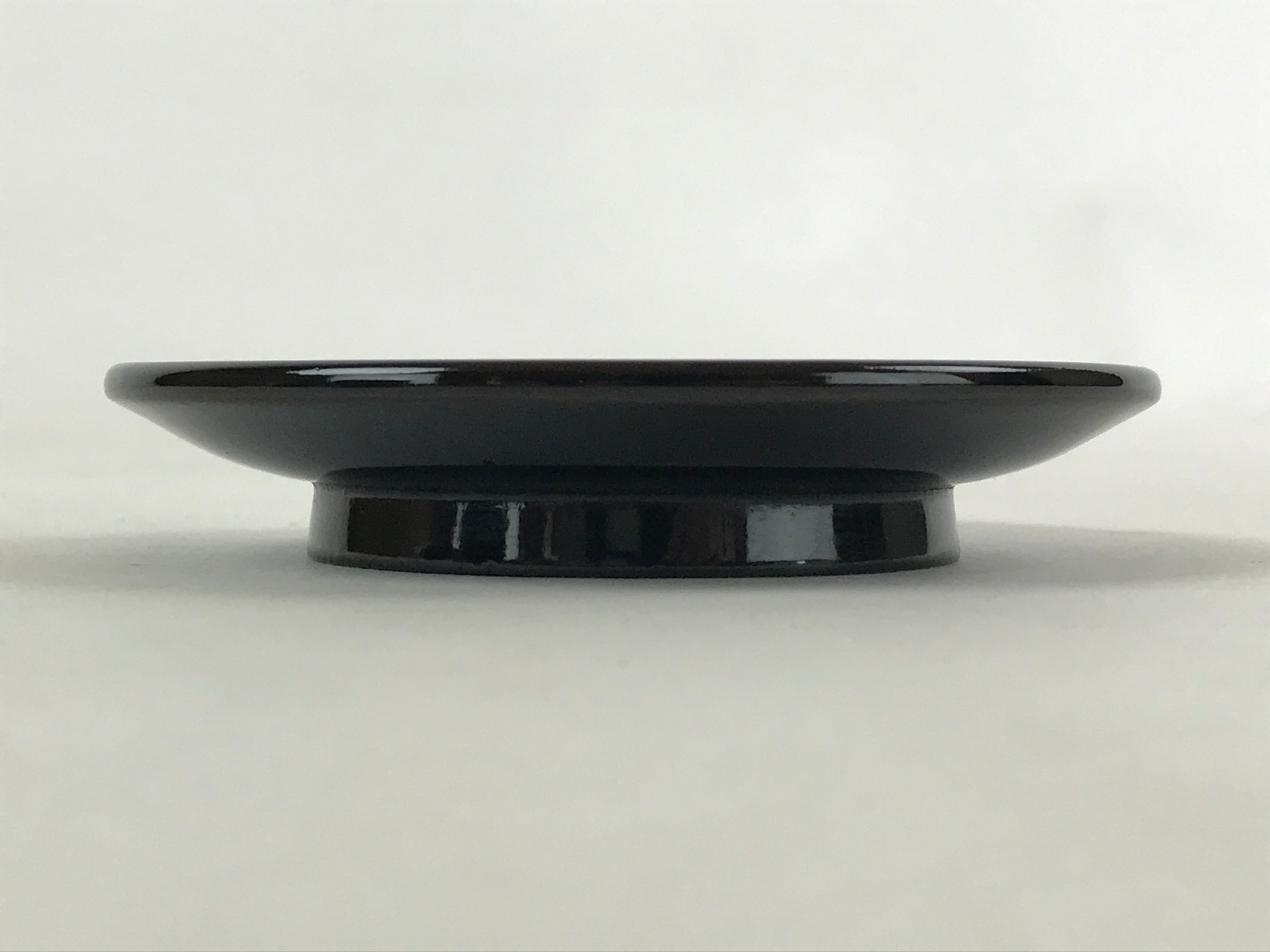 Japanese Lacquered Wooden Small Plate Kozara Vtg Chataku Saucer Round Black L58
