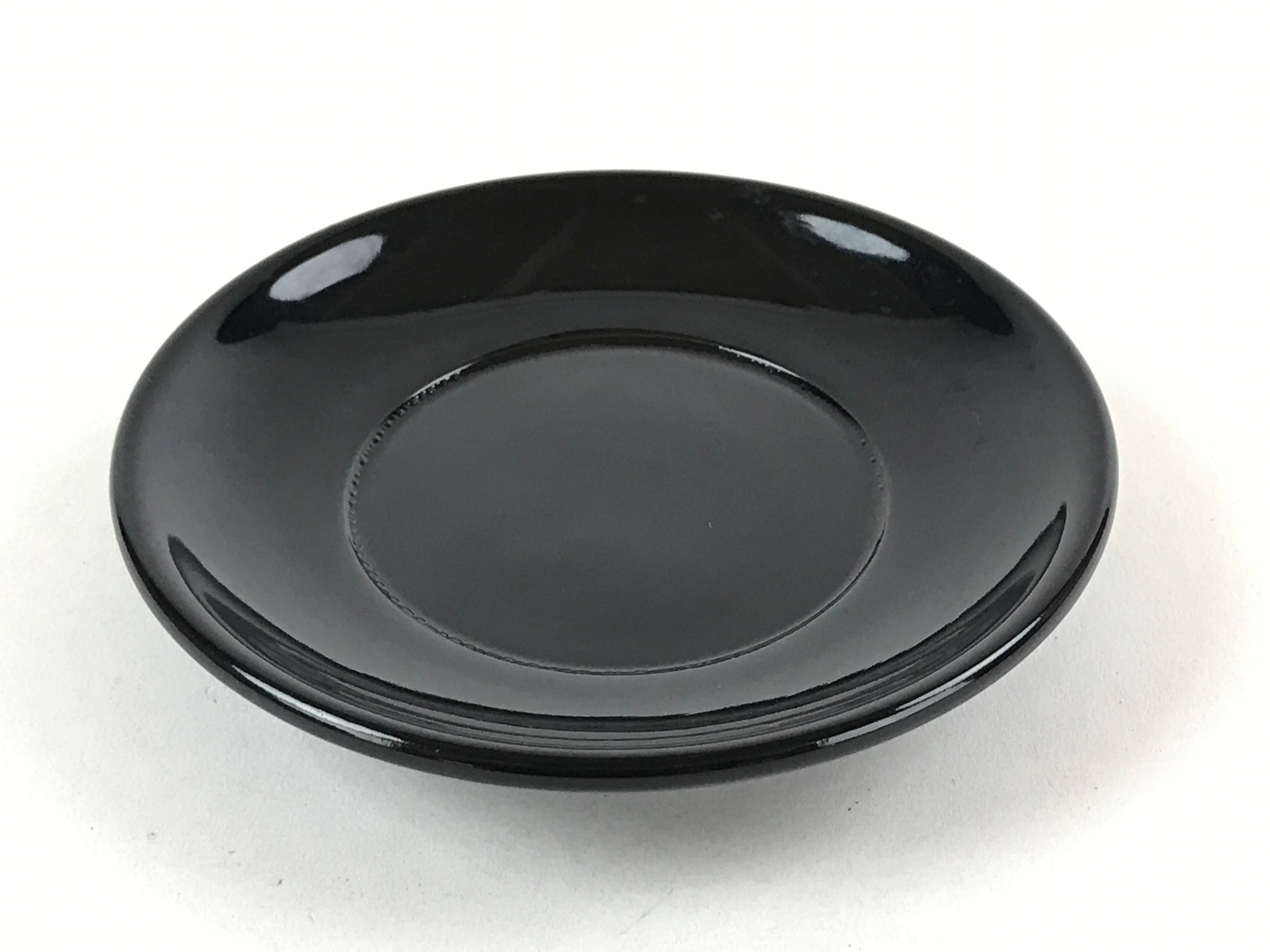 Japanese Lacquered Wooden Small Plate Kozara Vtg Chataku Saucer Round Black L59