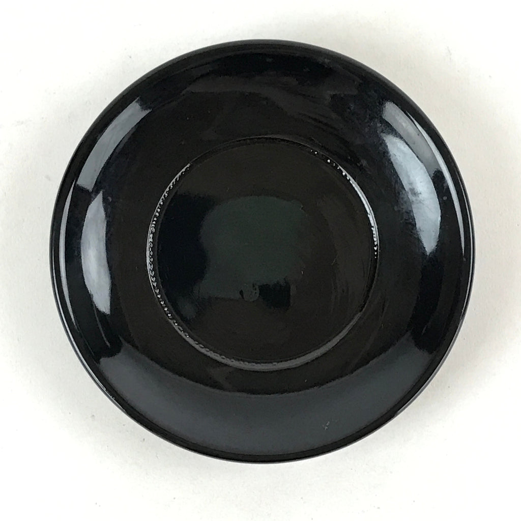 Japanese Lacquered Wooden Small Plate Kozara Vtg Chataku Saucer Round Black L59