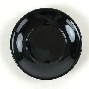 Japanese Lacquered Wooden Small Plate Kozara Vtg Chataku Saucer Round Black L60