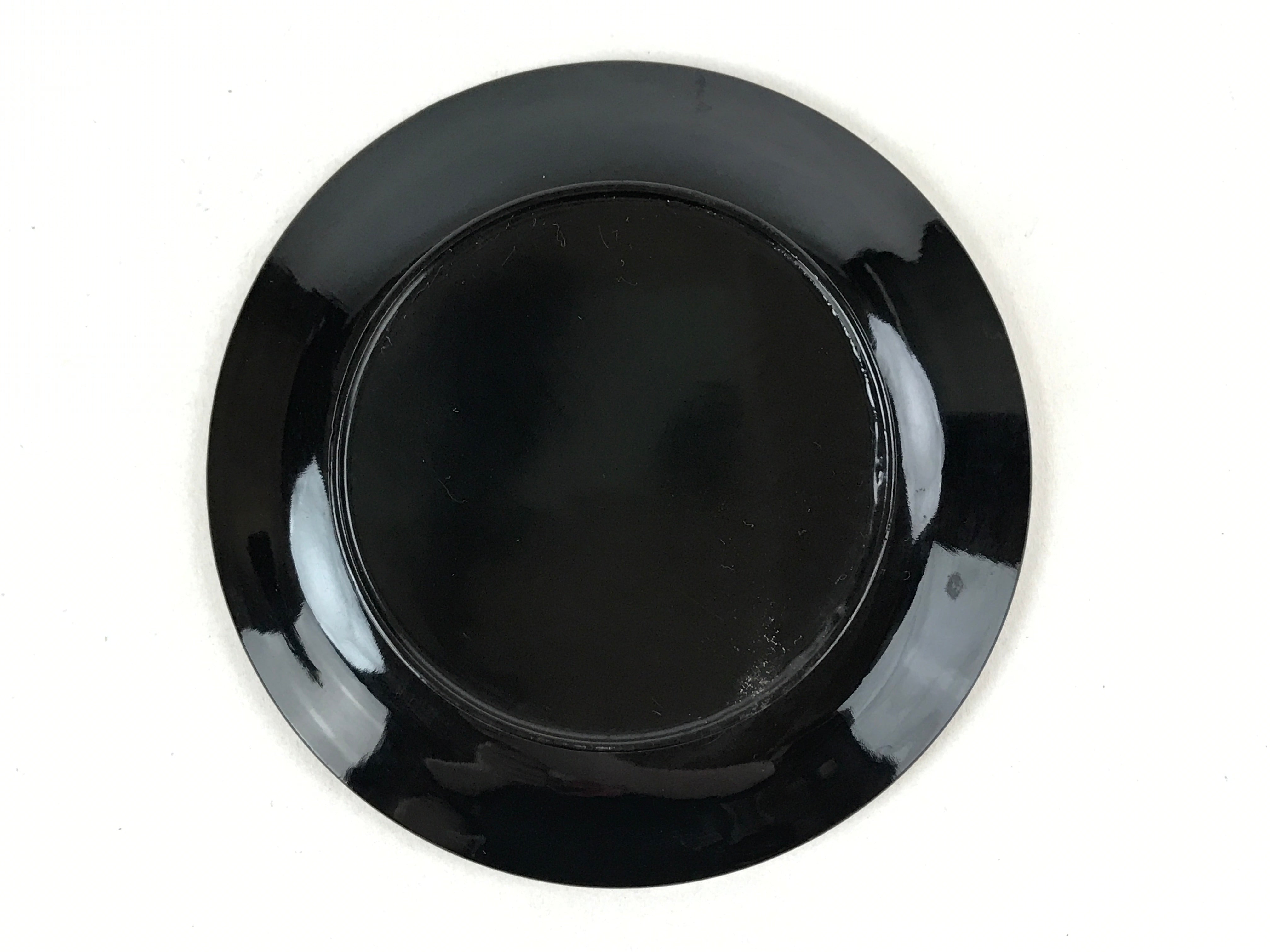 Japanese Lacquered Wooden Small Plate Kozara Vtg Chataku Saucer Round Black L61