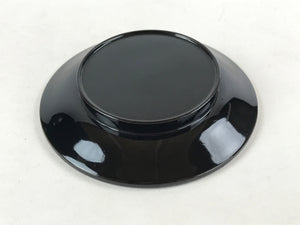 Japanese Lacquered Wooden Small Plate Kozara Vtg Chataku Saucer Round Black L62